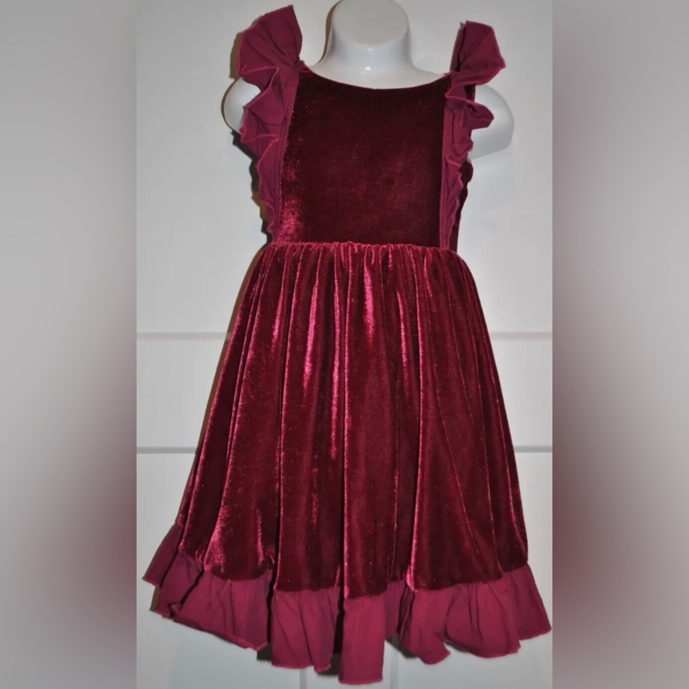 OOPSIE DAISY Ruffle Velvet Dress 4 Girls